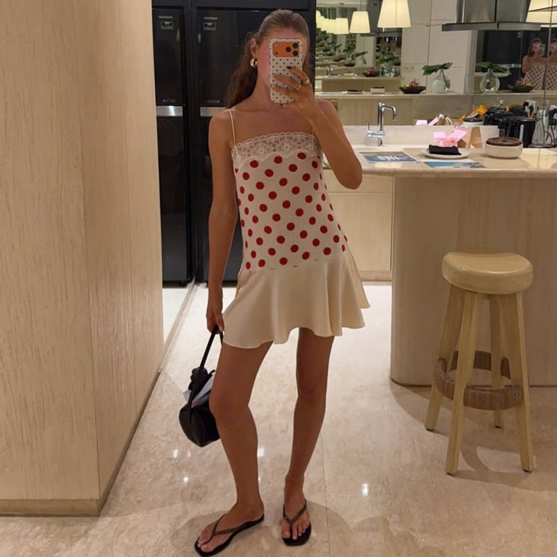 Polka-Dot Patchwork Minikleid