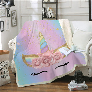 Kuschelige Plüschdecke mit Cartoon-Print