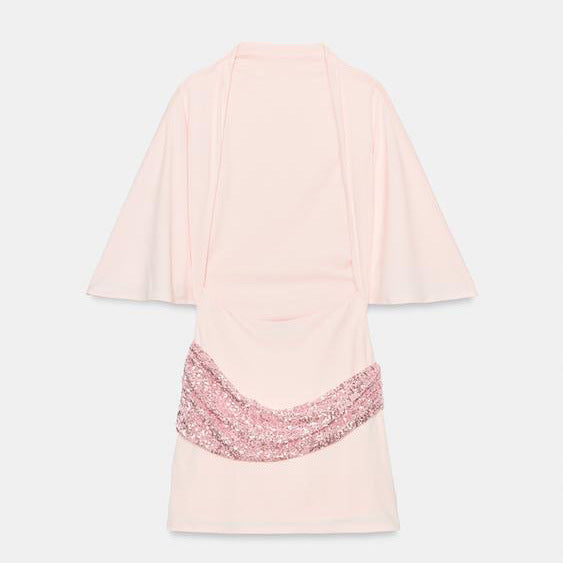 Pailletten- und Perlenkleid im Patchwork-Stil