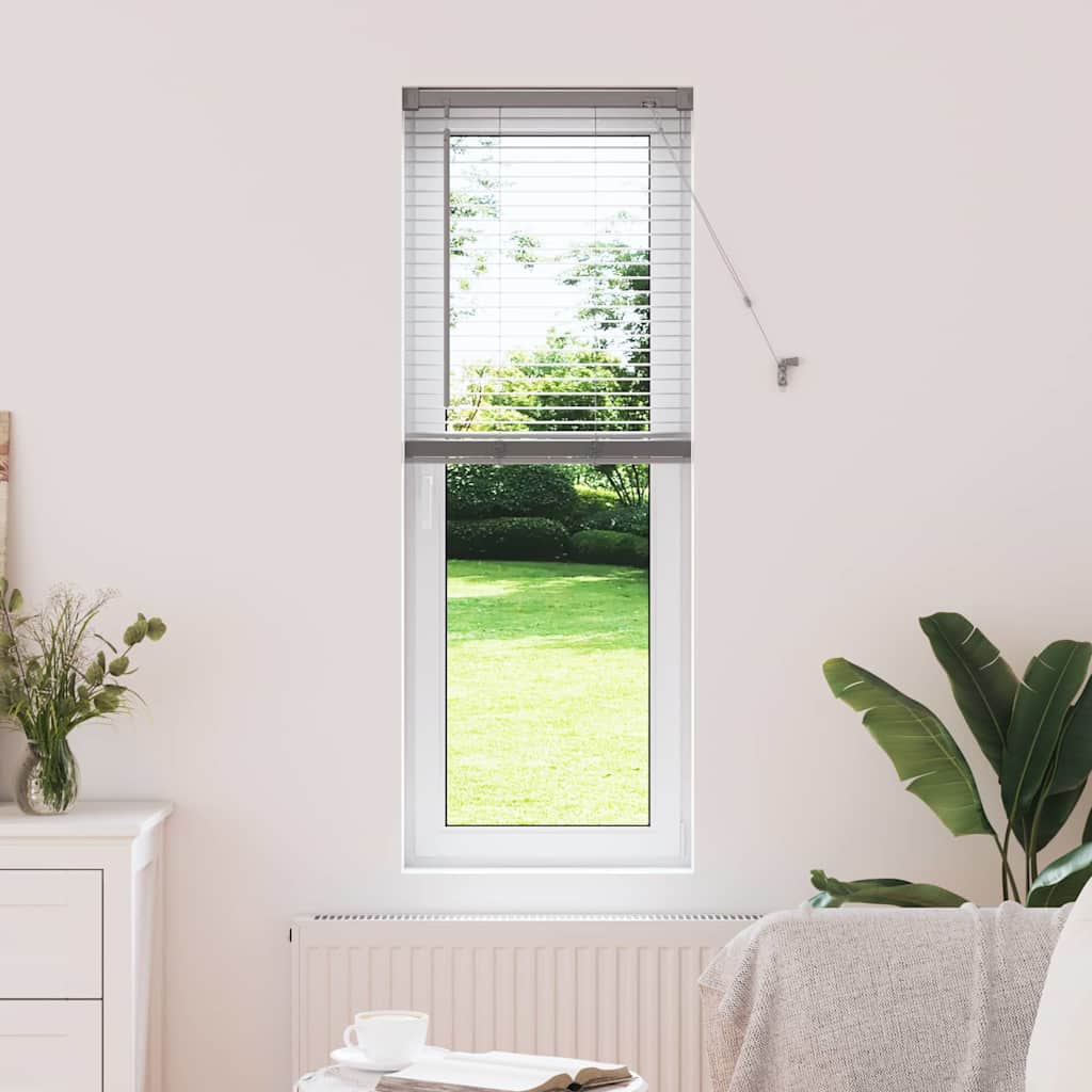 Fensterstore mit Vorhängen, Silber