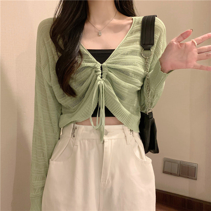 Strick-Cardigan mit Lochmuster