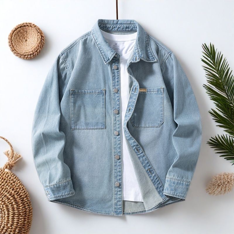 Herren Jeanshemd Langarm für Frühling und Herbst