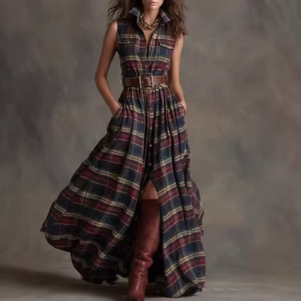 Retro Damen-Kleid mit Karomuster und Revers – Bild 4 | LuxeStyle
