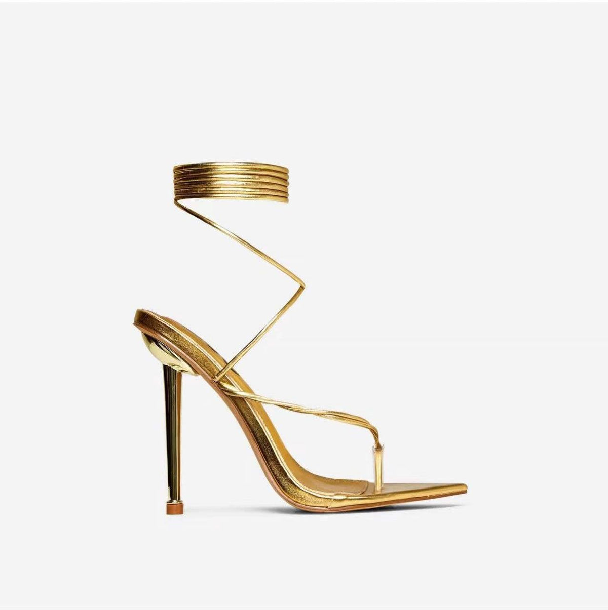 Damensandalen mit Spitzspitze, Schnürung, Klappverschluss – Bild 2 | LuxeStyle