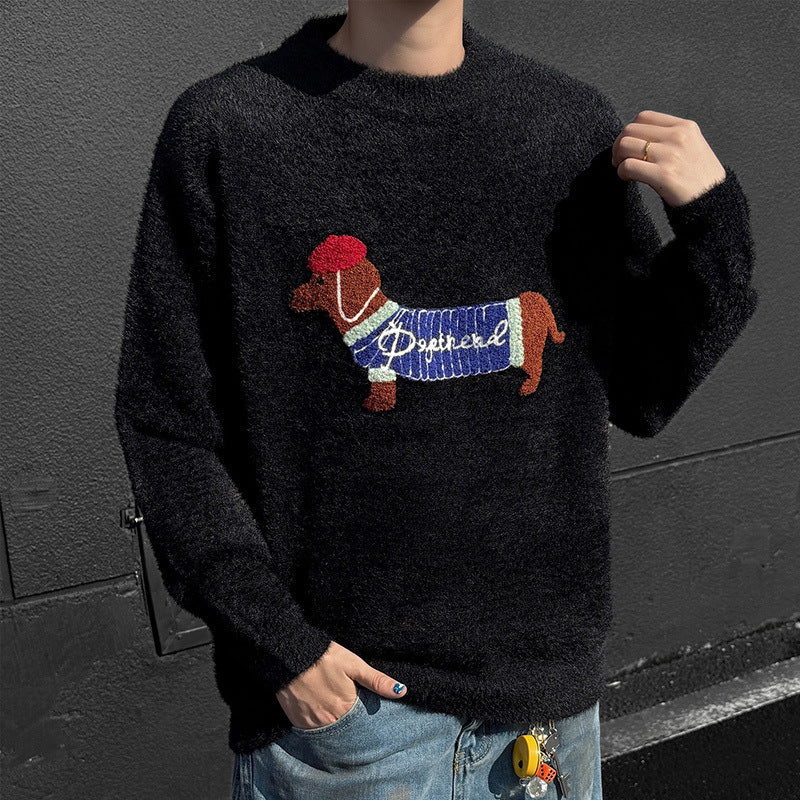 Freizeit-Pullover mit Dackel-Design