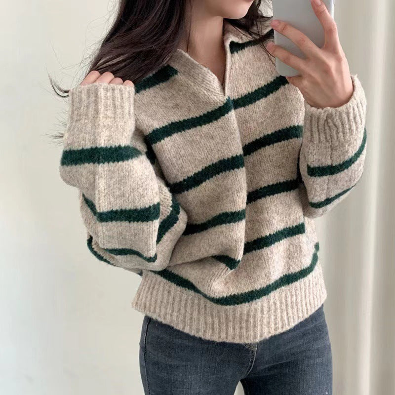 V-Ausschnitt Strickpullover für Damen