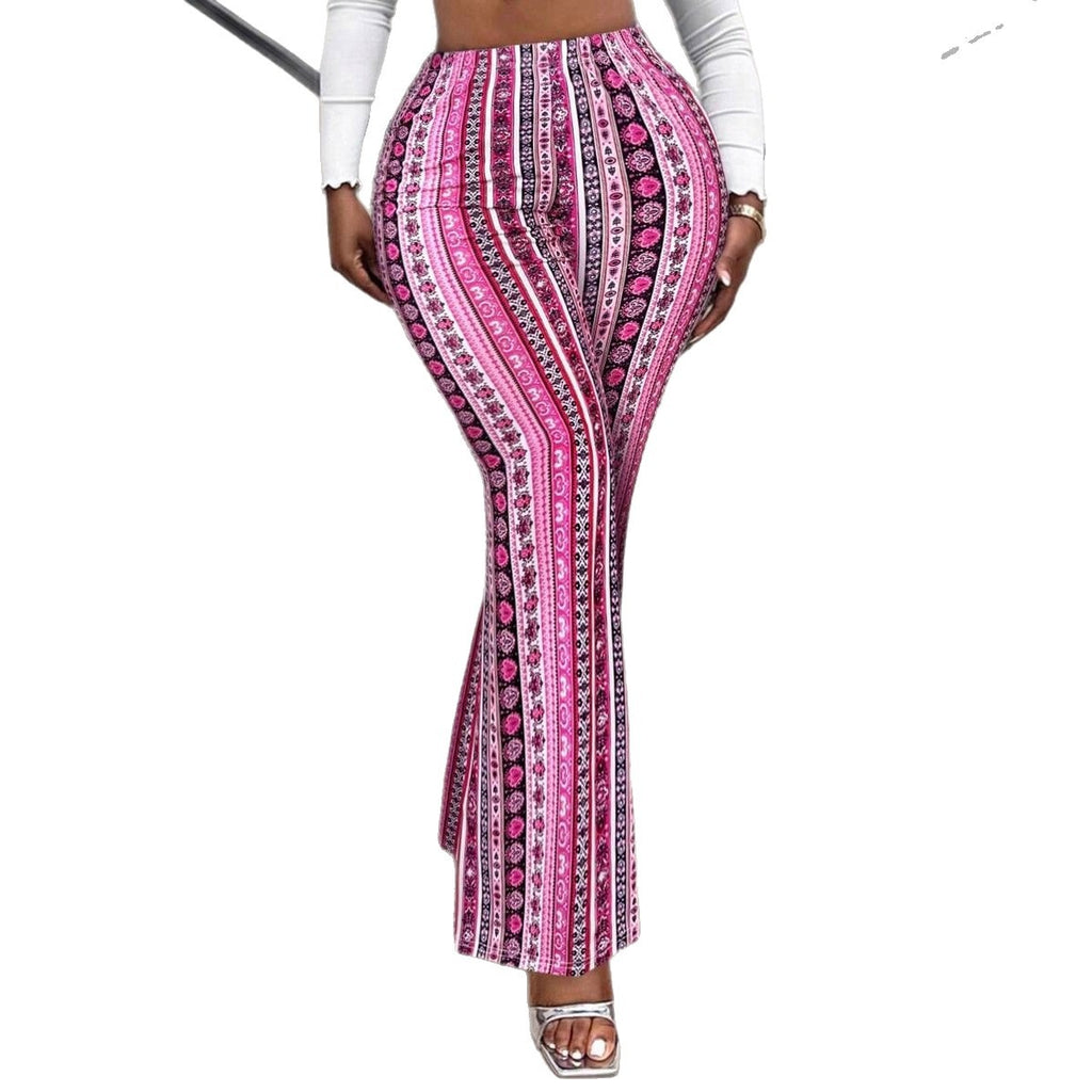 Ethno-Flare-Leggings mit Streifenmuster