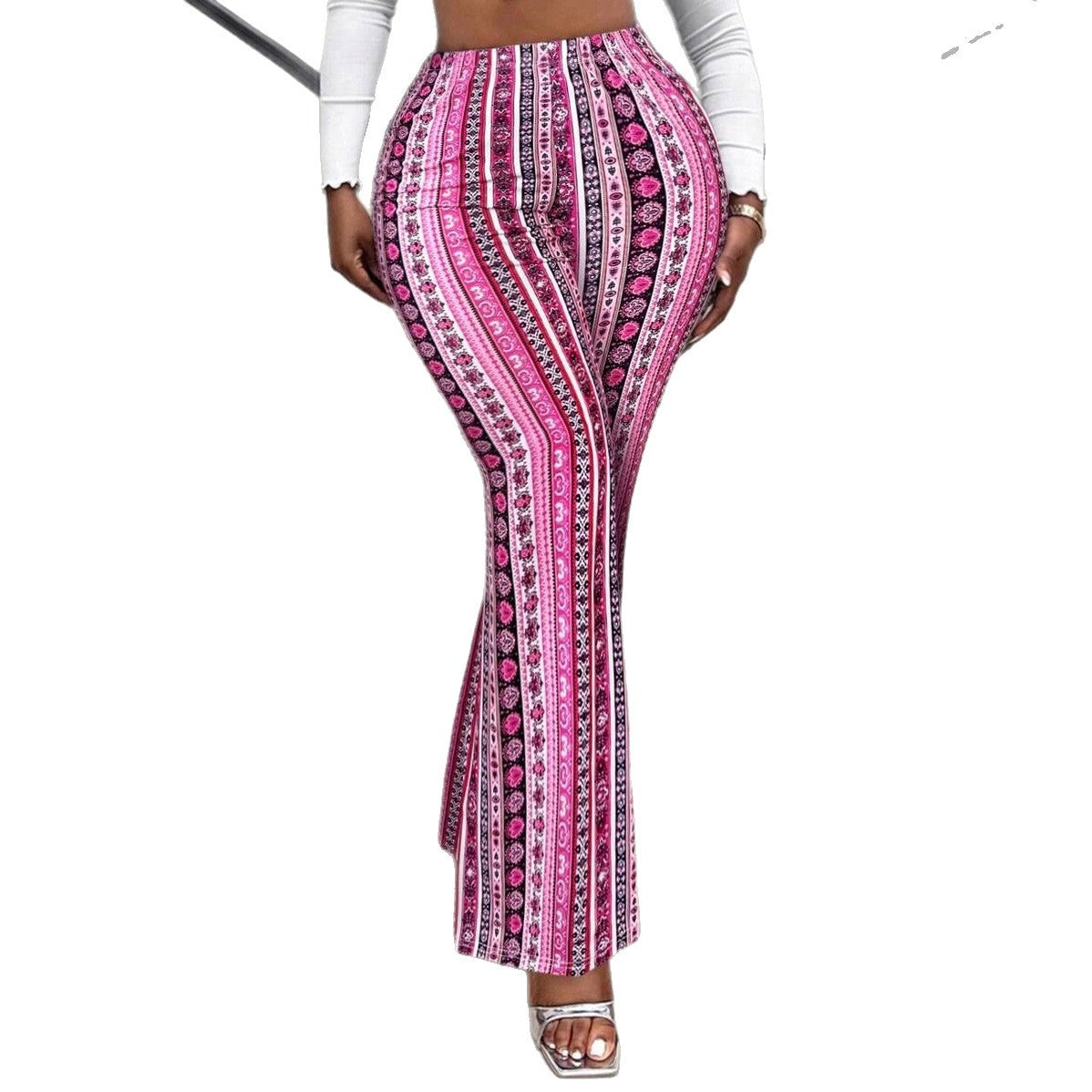 Ethno-Flare-Leggings mit Streifenmuster