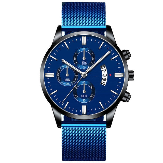 Herren Business Quarzuhr mit Edelstahl-Armband