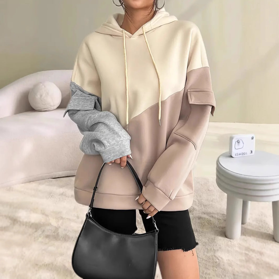 Color-Block Hoodie mit langen Ärmeln