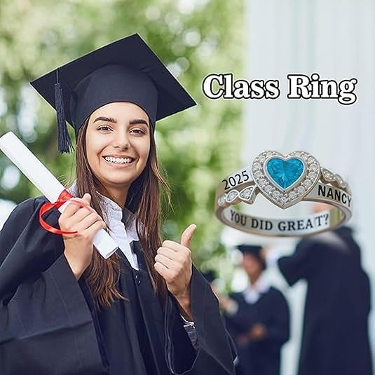 Klassischer Schulring mit Zirkonia-Einlage