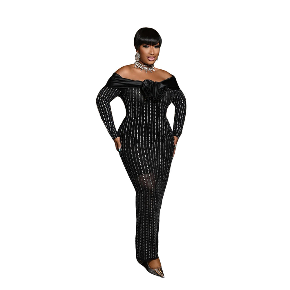 Color-Block Bodycon Kleid mit Strass