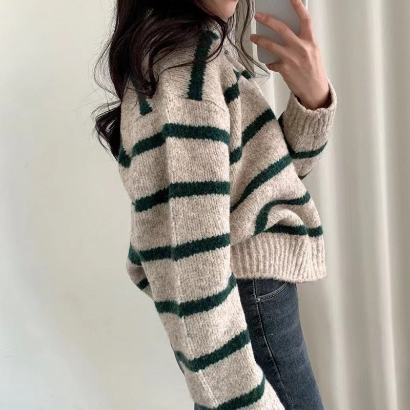 V-Ausschnitt Strickpullover für Damen