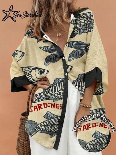 Damen Sommerhemd mit Geometermuster