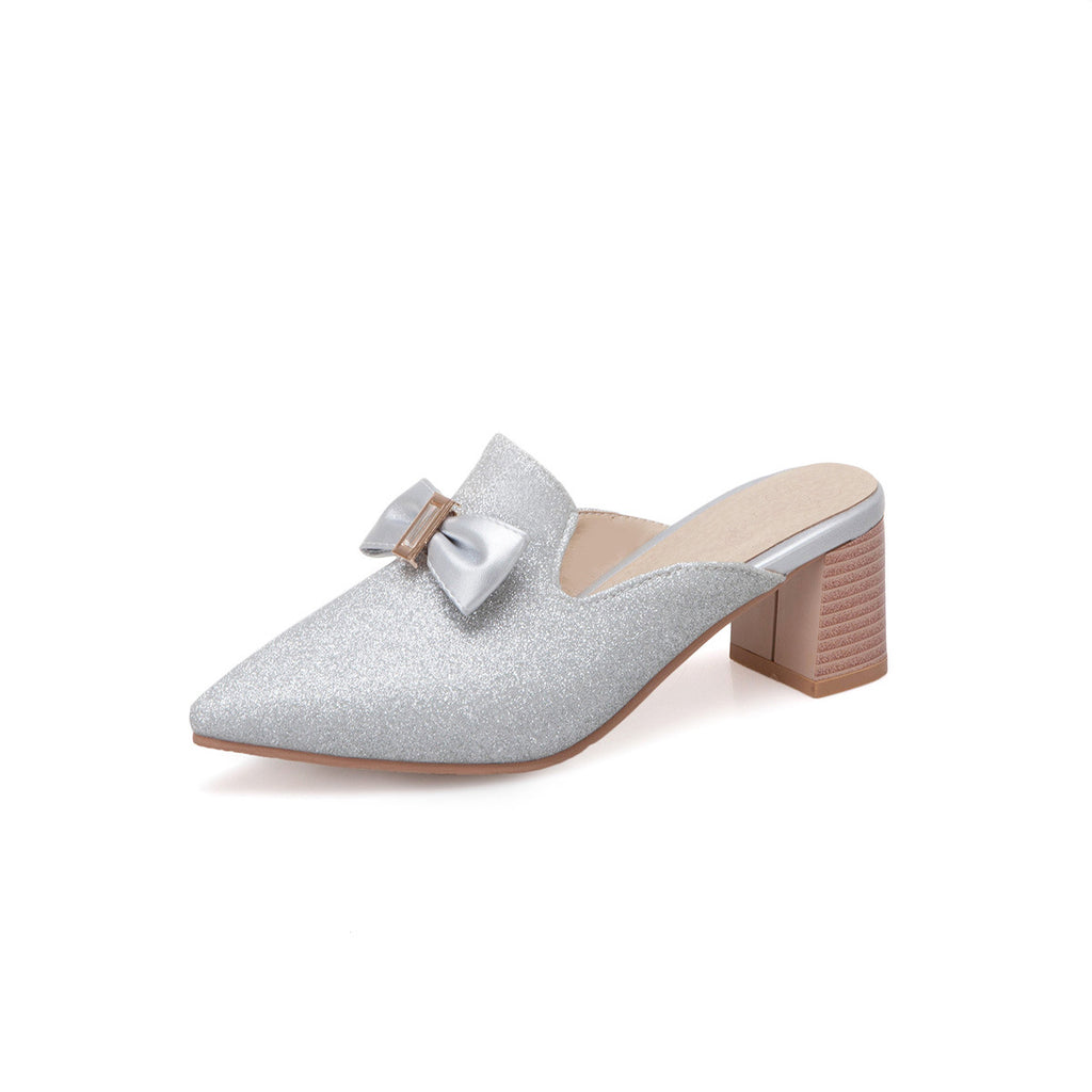 Bows & Pointed Toe Slippers mit Strass | LuxeStyle