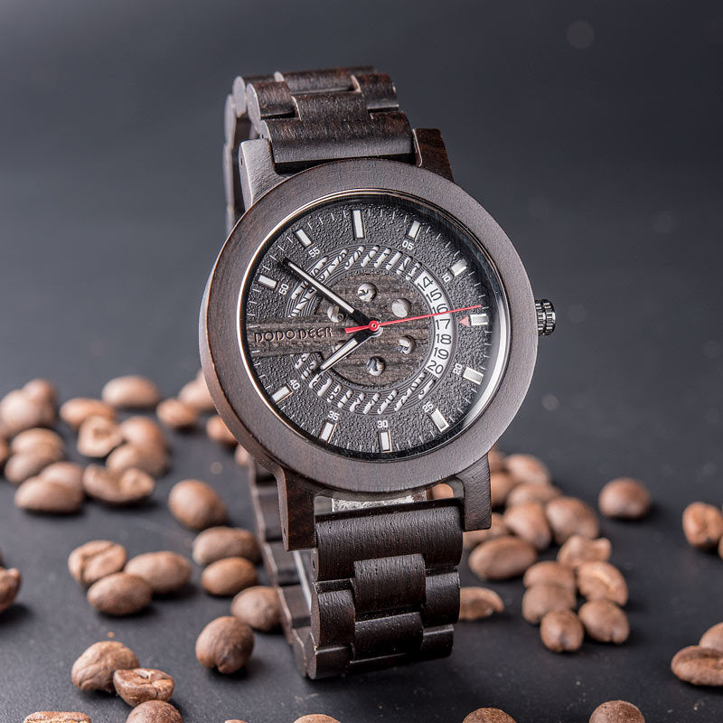 Männliche Quarz-Uhr mit Holzarmband – Bild 9 | LuxeStyle