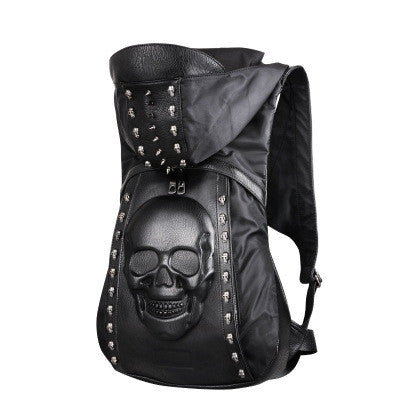 Schwarzer Leder-Rucksack mit 3D-Hood – Bild 3 | LuxeStyle