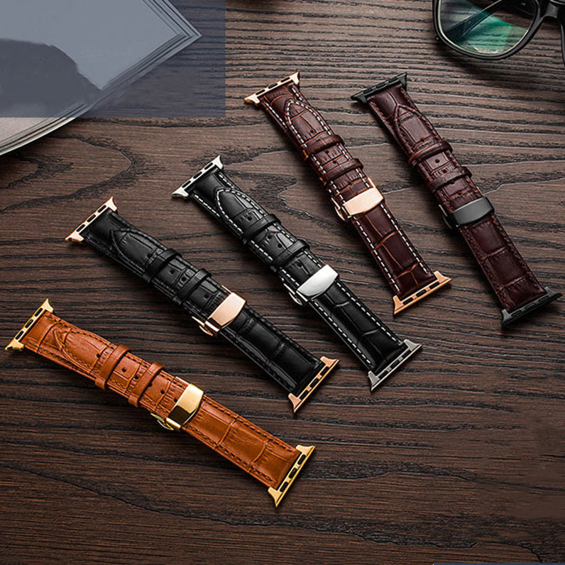Lederarmband mit Faltschliesse und Doppelknopf