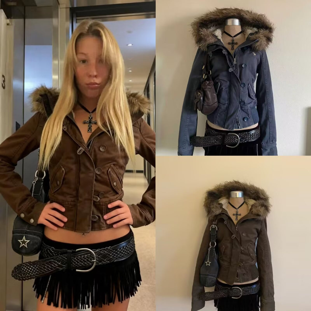Kurze Damen-Jacke mit Kapuze – Bild 3 | LuxeStyle