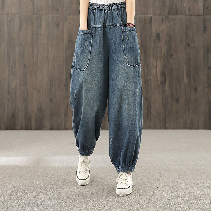 Loose Fit Cropped Jeans im Korean Style