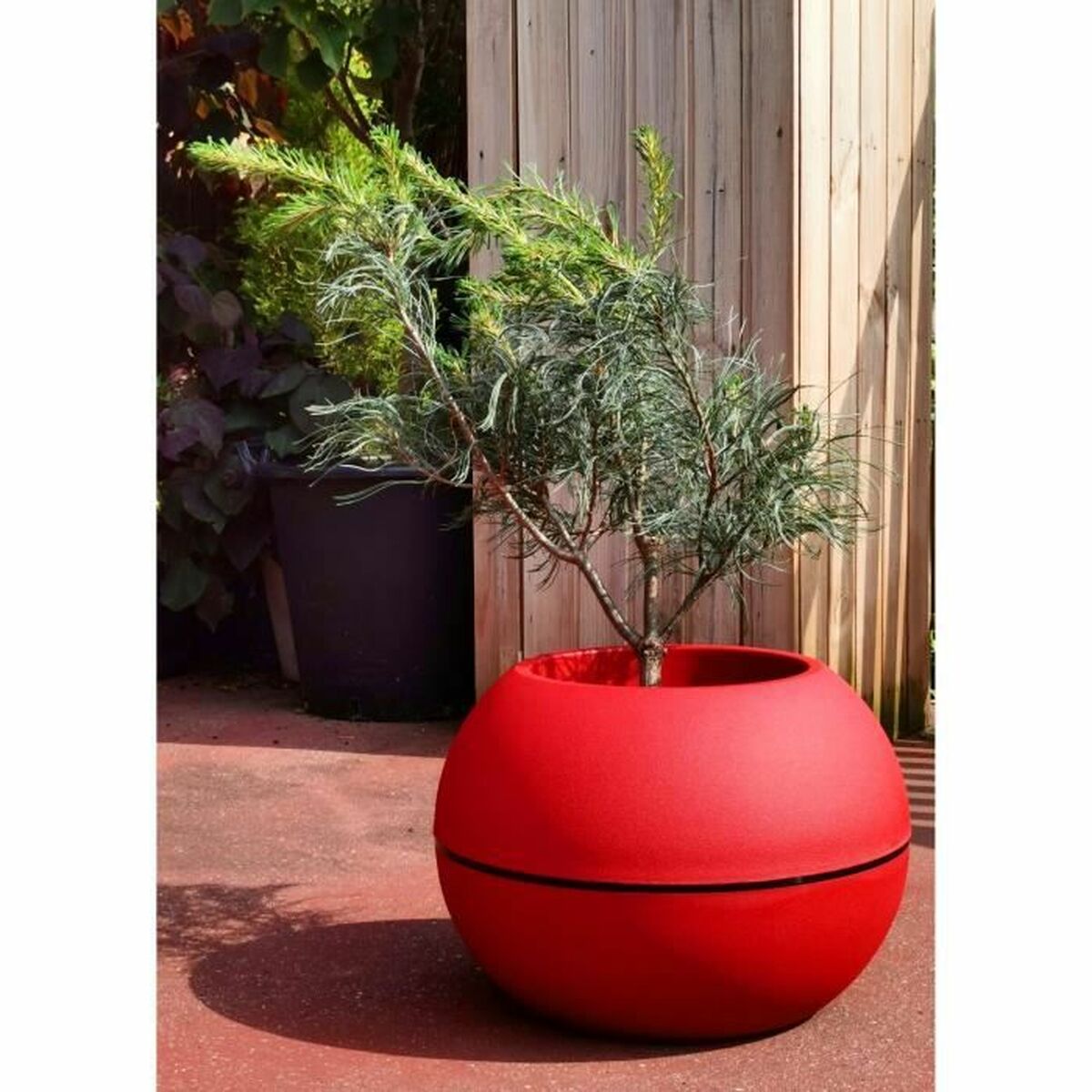 Granit-Blumentopf Rot Ø40 – Robuste Eleganz für Ihr Grün.