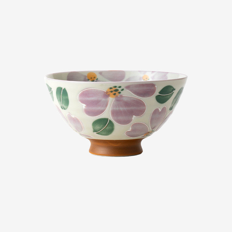 Japanische Keramik-Teeschale mit Blumenmuster
