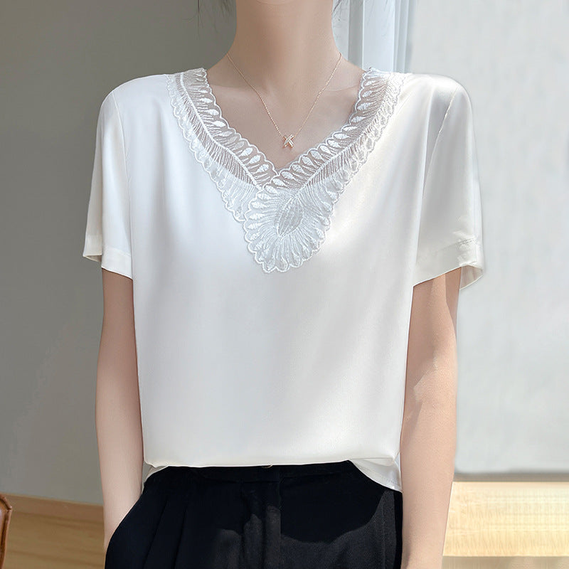 V‑Rücken Kurzärmliges T-Shirt – Bild 3 | LuxeStyle