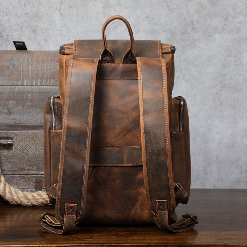 Grosser Vintage-Rindsleder-Rucksack mit 16-Zoll-Laptopfach – Bild 3 | LuxeStyle