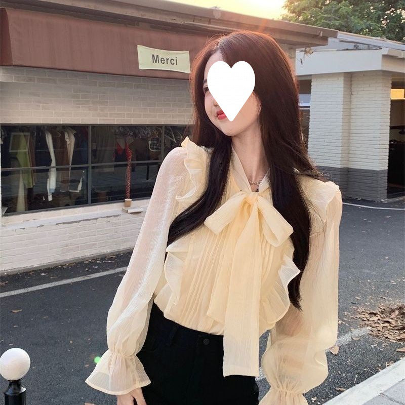 Chiffon Bluse mit Tupfen und Rüschen – Bild 5 | LuxeStyle