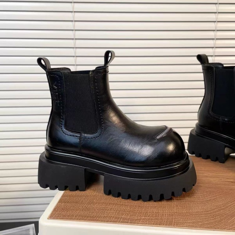 Vintage Platform Chelsea Boots mit Zier-Reissverschluss