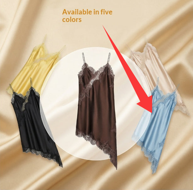 Elegantes Satin-Patchwork Slip-Kleid