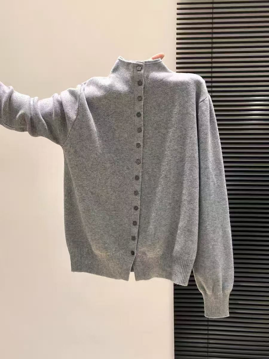Strick-Cardigan mit Stehkragen