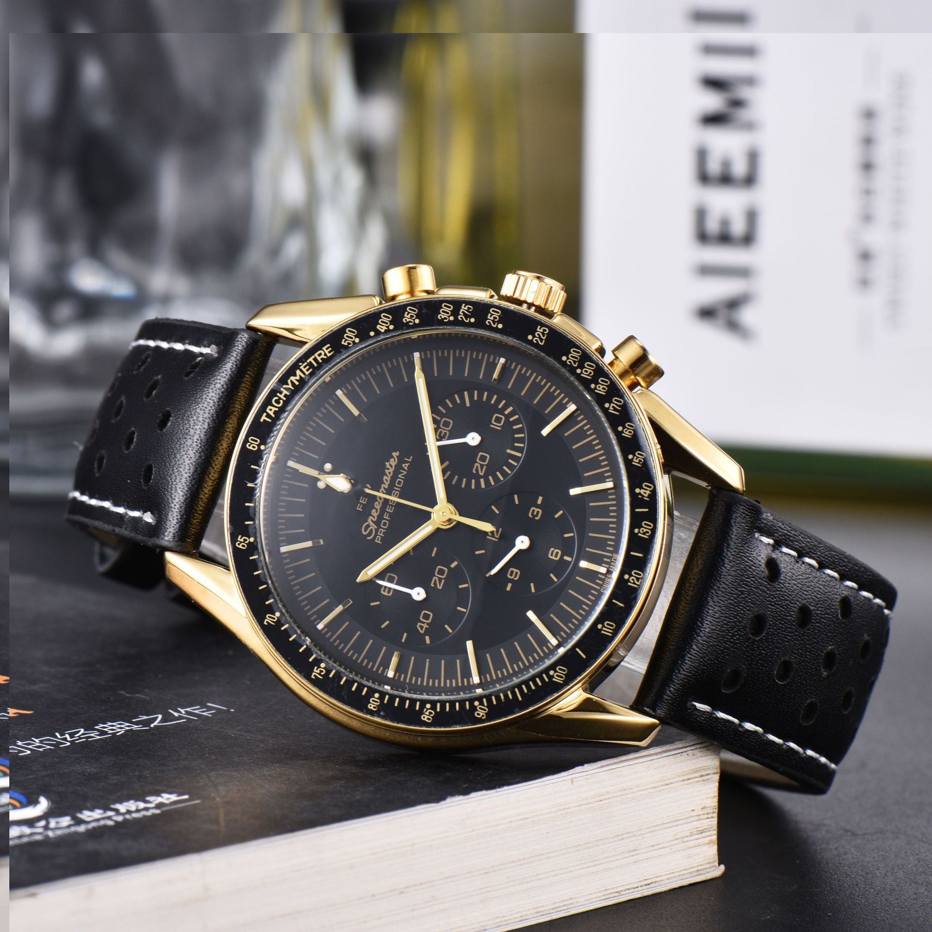 Business Herrenuhr, Lederarmband, Multifunktion