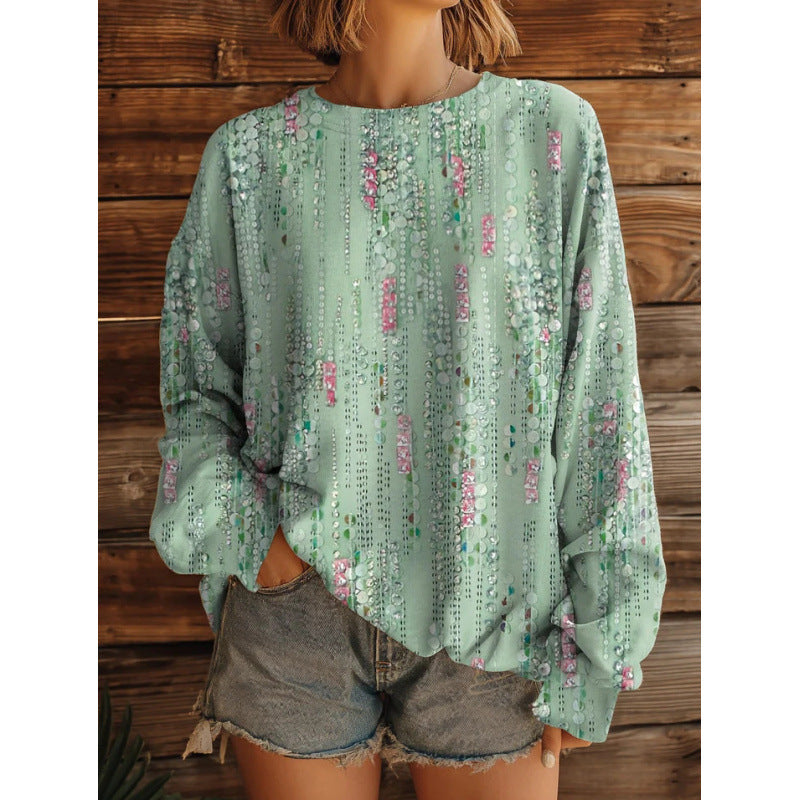 Retro Sweatshirt mit geometrischem 3D-Muster