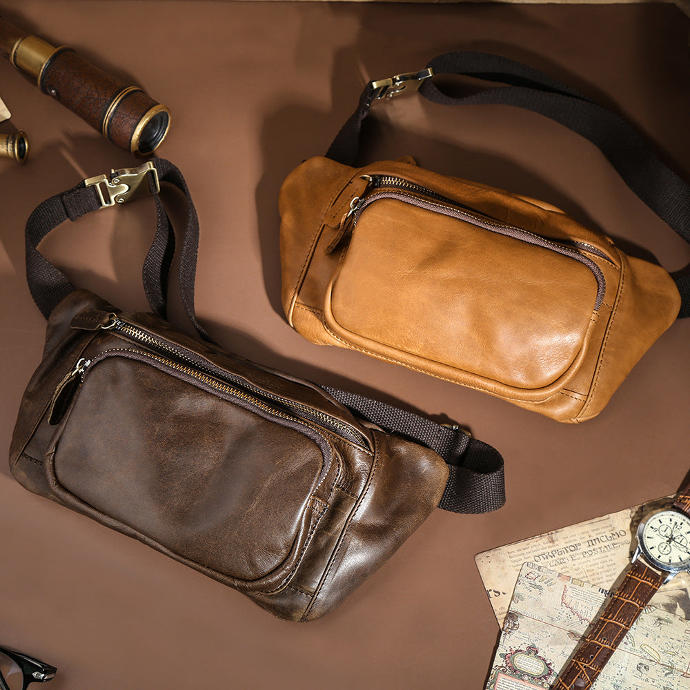 Retro-Brusttasche aus Rindsleder