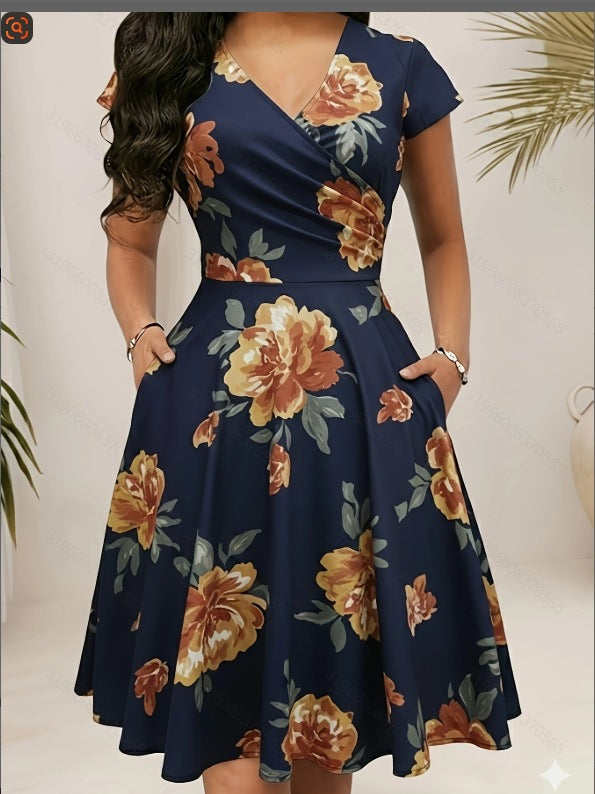 Damen A-Linien Midikleid mit Blumenmuster – Bild 4 | LuxeStyle