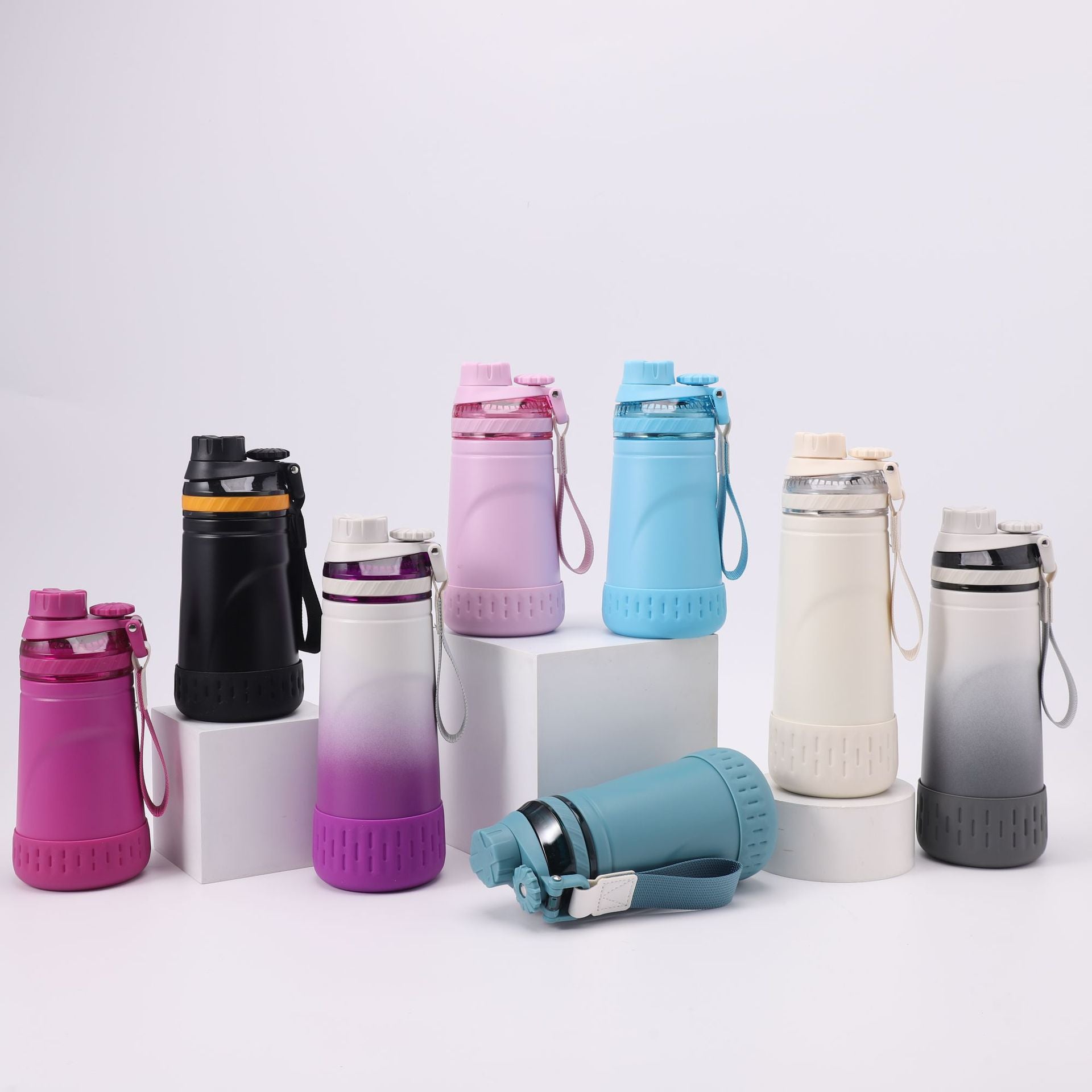 Isolierflasche mit Trinkhalm für Sport & Alltag