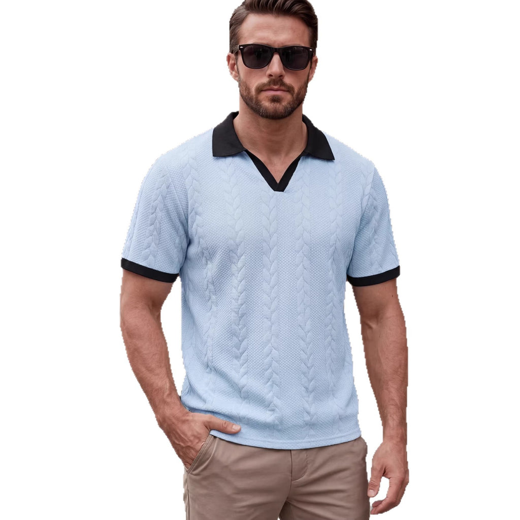 Jacquard T-Shirt Kurzarm Slim Fit