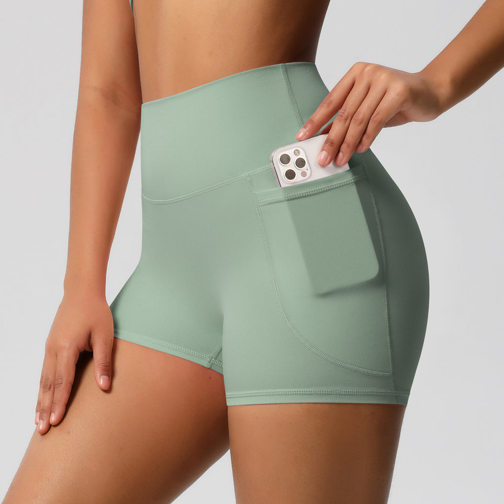 High-Waist Yoga Shorts mit Taschen