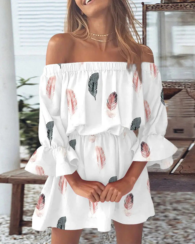 Elegantes Off-Shoulder Print-Kleid – Bild 5 | LuxeStyle