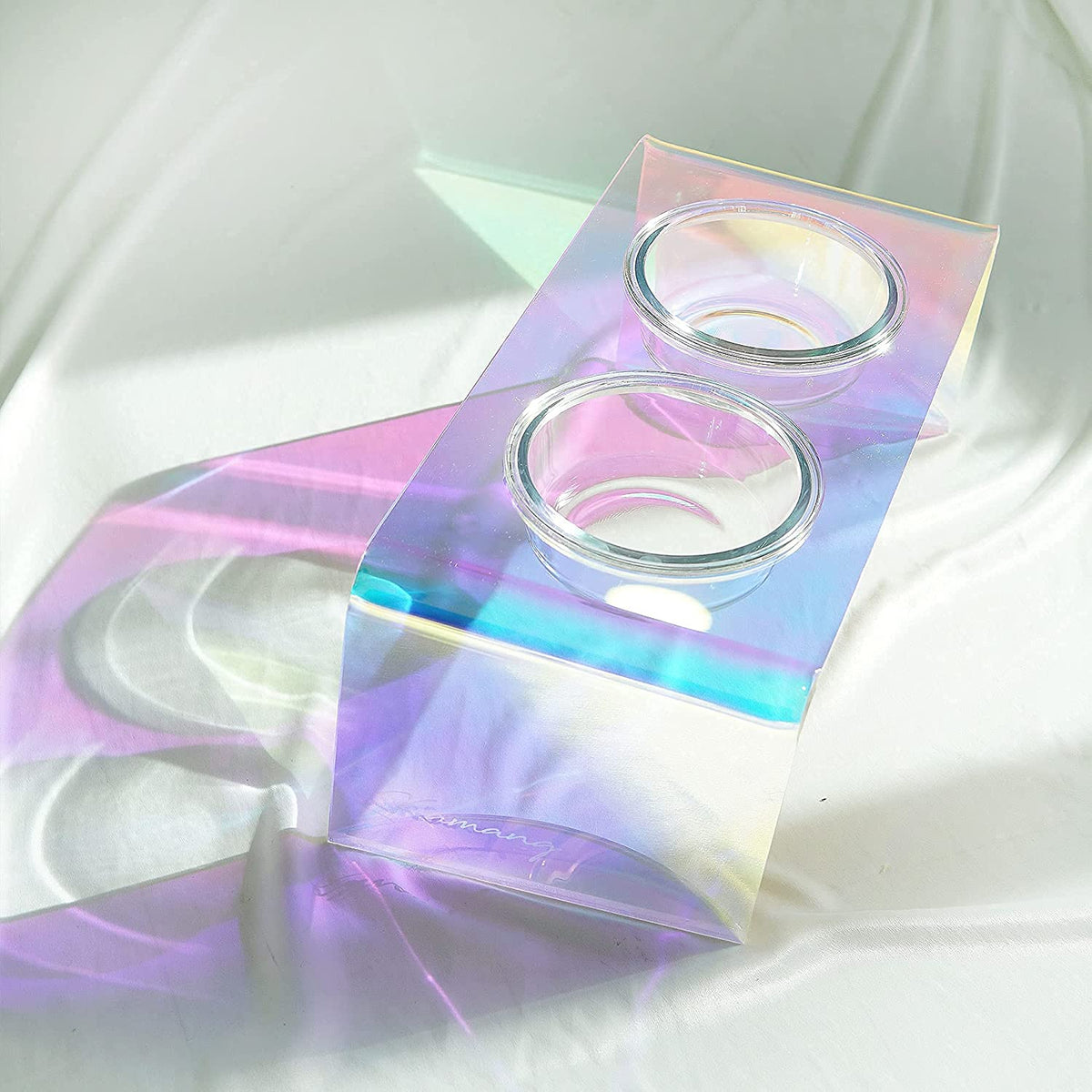 Regenbogen-Futternapf aus Acryl für kleine Hunde & Katzen – Bild 4 | LuxeStyle