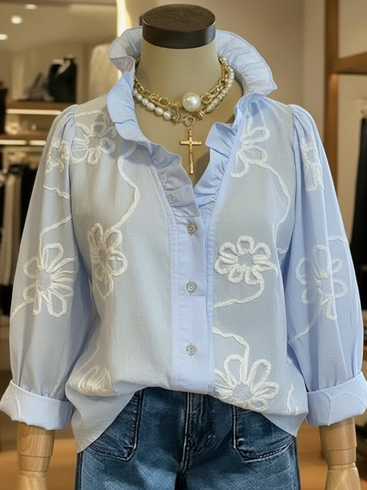 Bluse mit Lochstickerei – Bild 9 | LuxeStyle