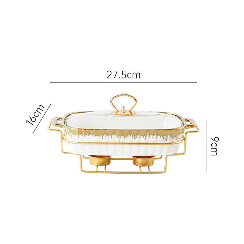 Goldplattierte Rechteckige Casserole mit Deckel