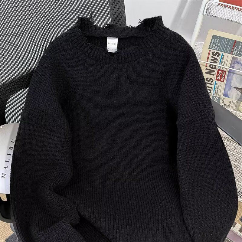Gerippter Rundhals-Pullover für Herbst/Winter