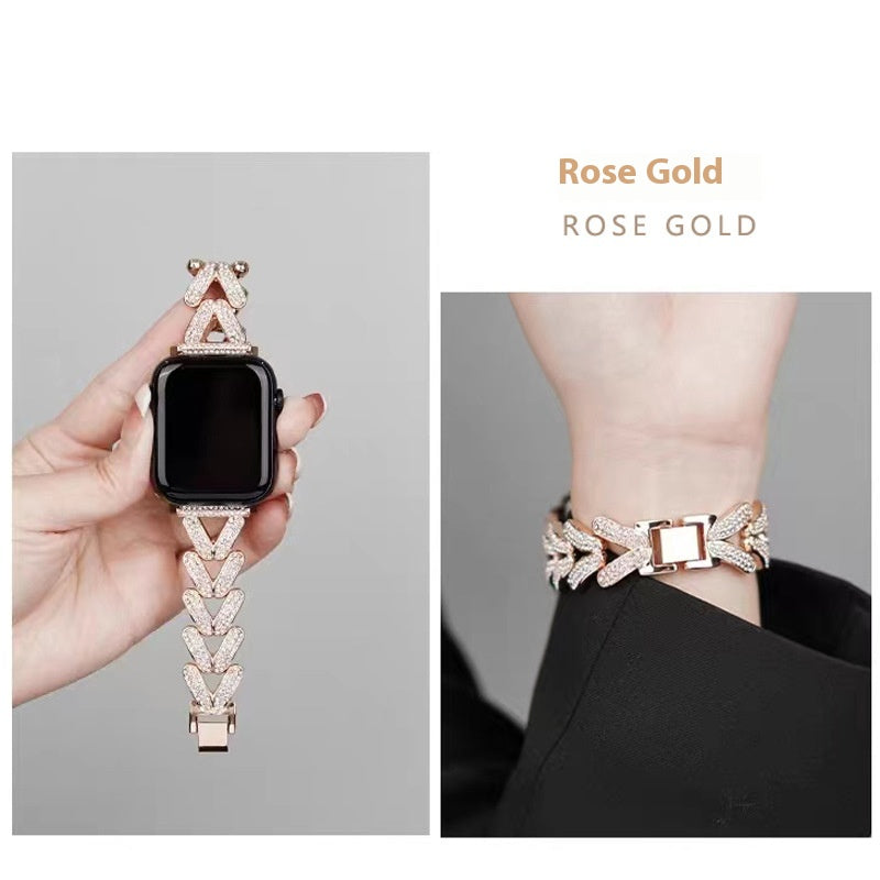 V-förmiges Metallarmband mit Diamanten