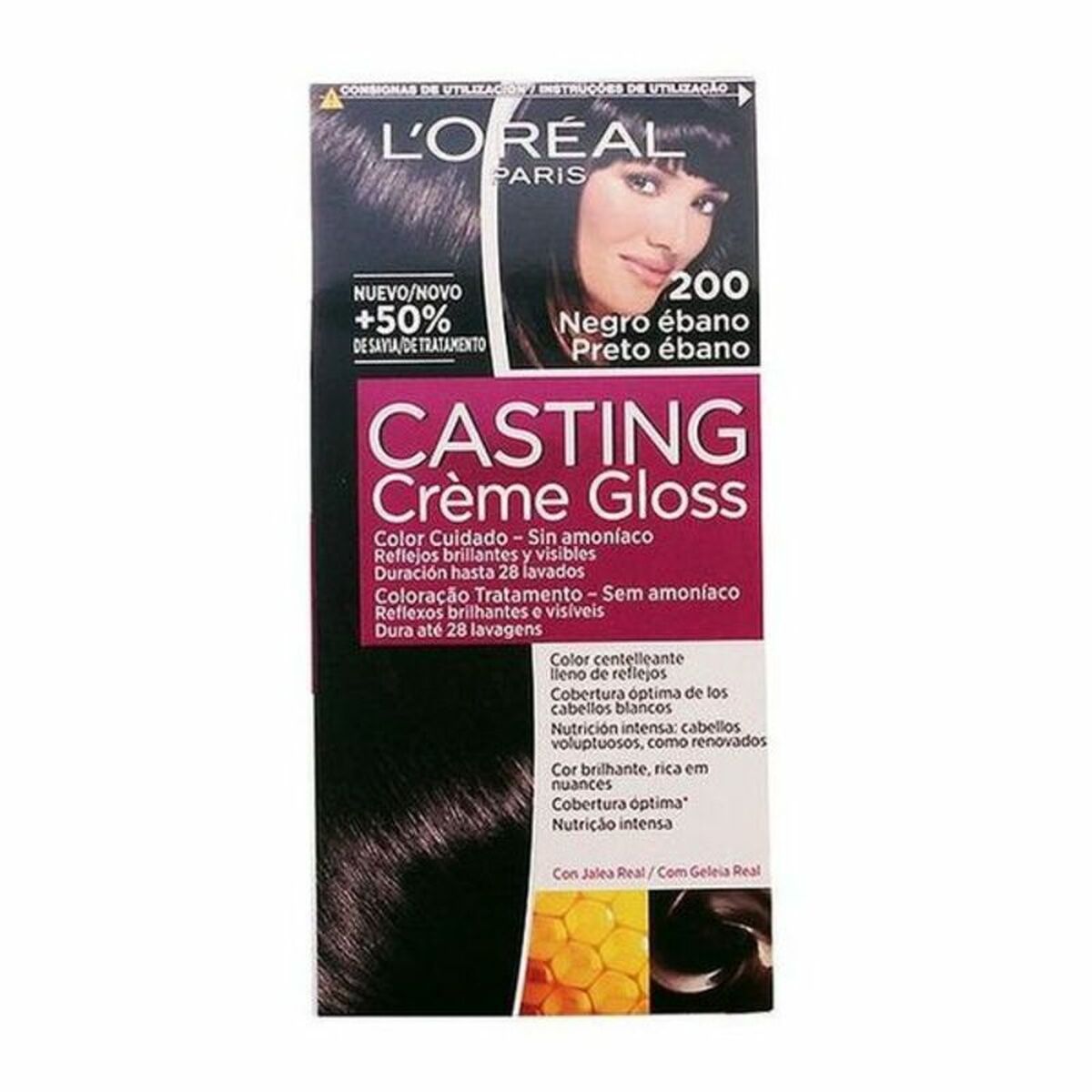 Amoniakfreie Färbung L'Oreal Casting Creme Gloss Ebenholzschwarz 180 m