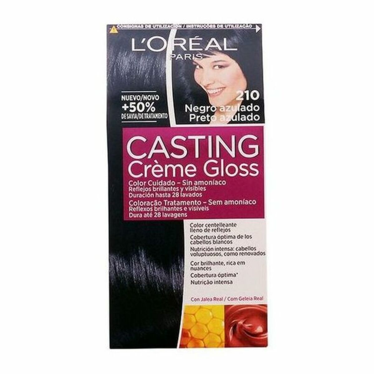 Amoniakfreie Färbung L'Oreal Casting Creme Gloss Schwarzblau 180 ml