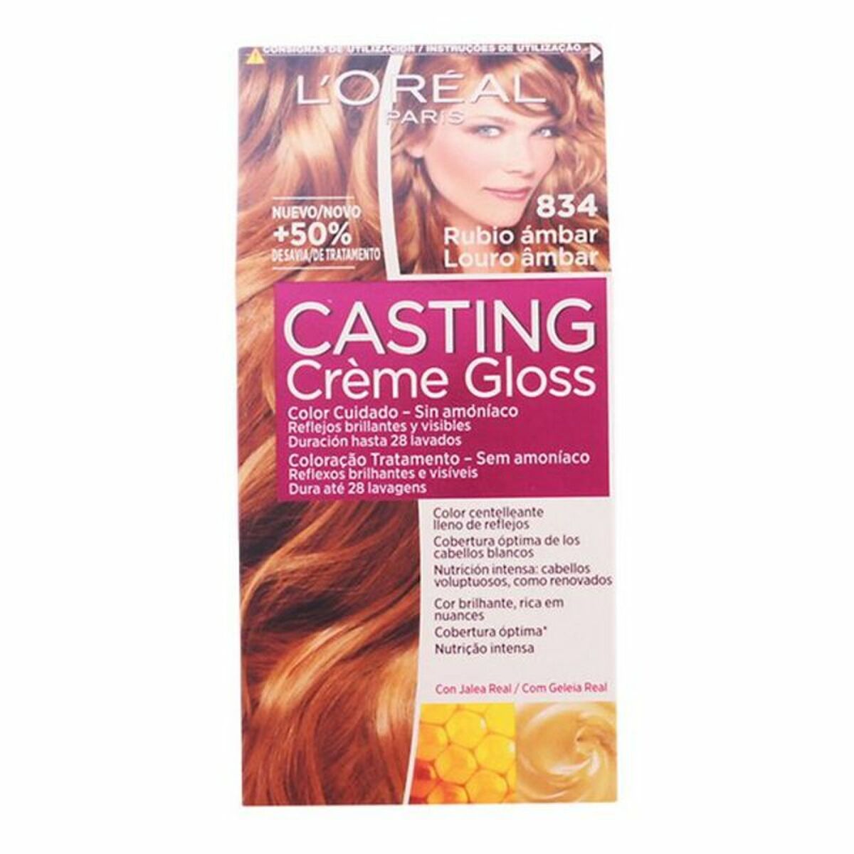 Amoniakfreie Färbung L'Oreal Casting Creme Gloss Nº 834-Rubio Ambar 18