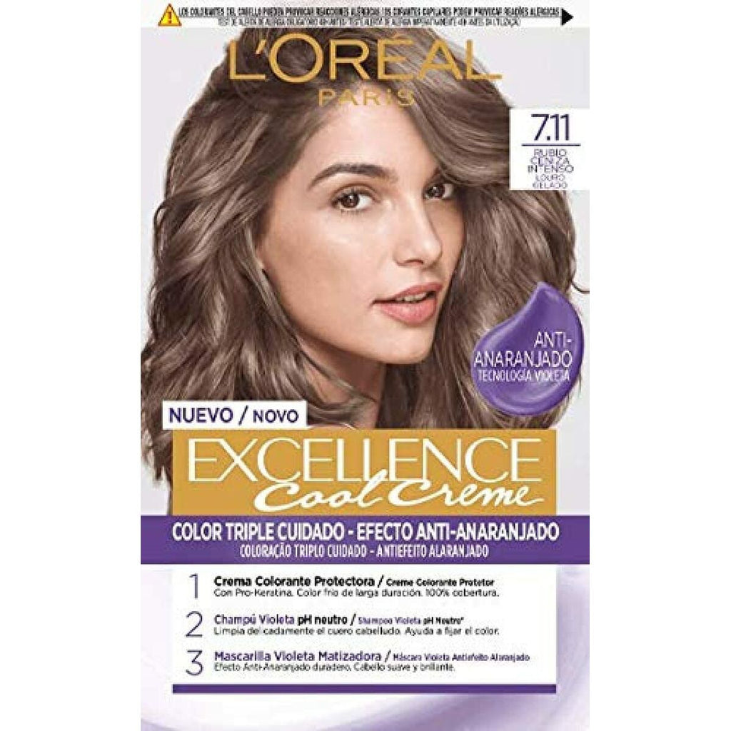 Dauerhafte Creme-Coloration L'Oreal Excellence Aschblond 7,11 Intensiv