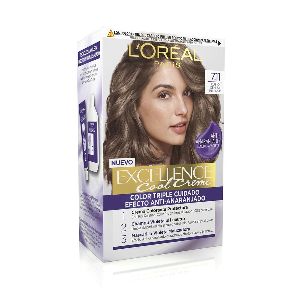 Dauerhafte Creme-Coloration L'Oreal Excellence Aschblond 7,11 Intensiv